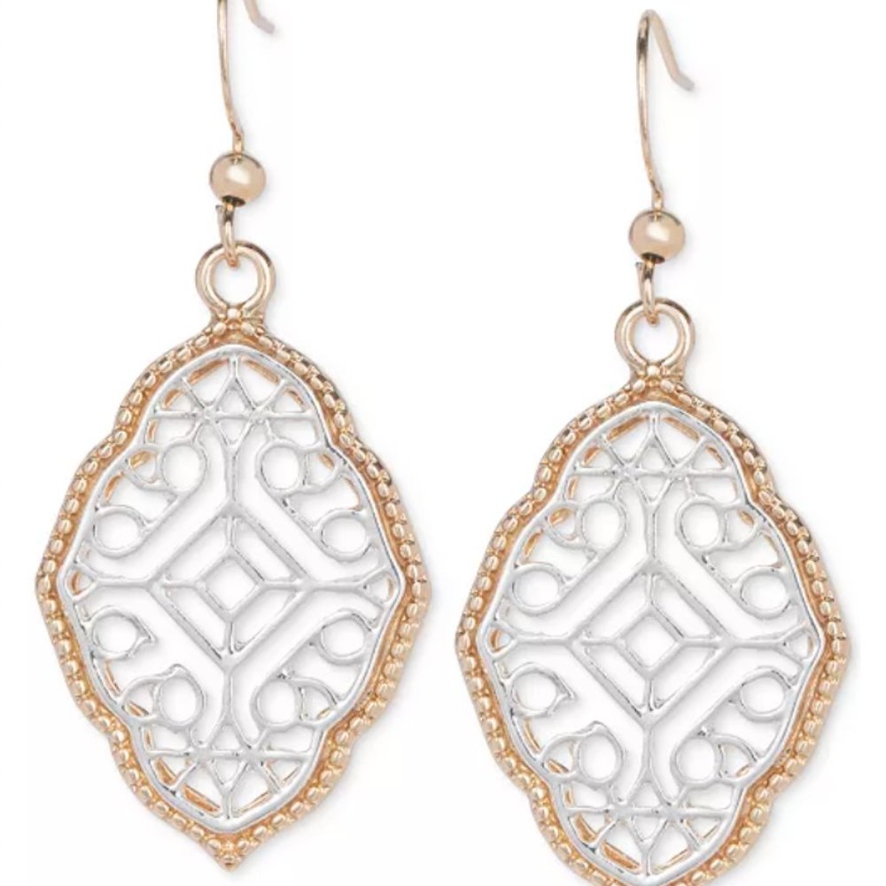 Style&Co Two-Tone Filigree Drop Earrings
